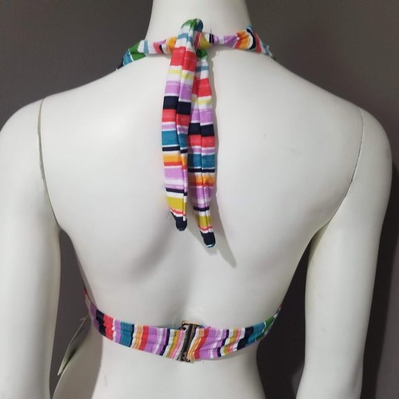 Anne Cole Painted Stripe Banded Halter Bikini Top - Picture 4 of 11